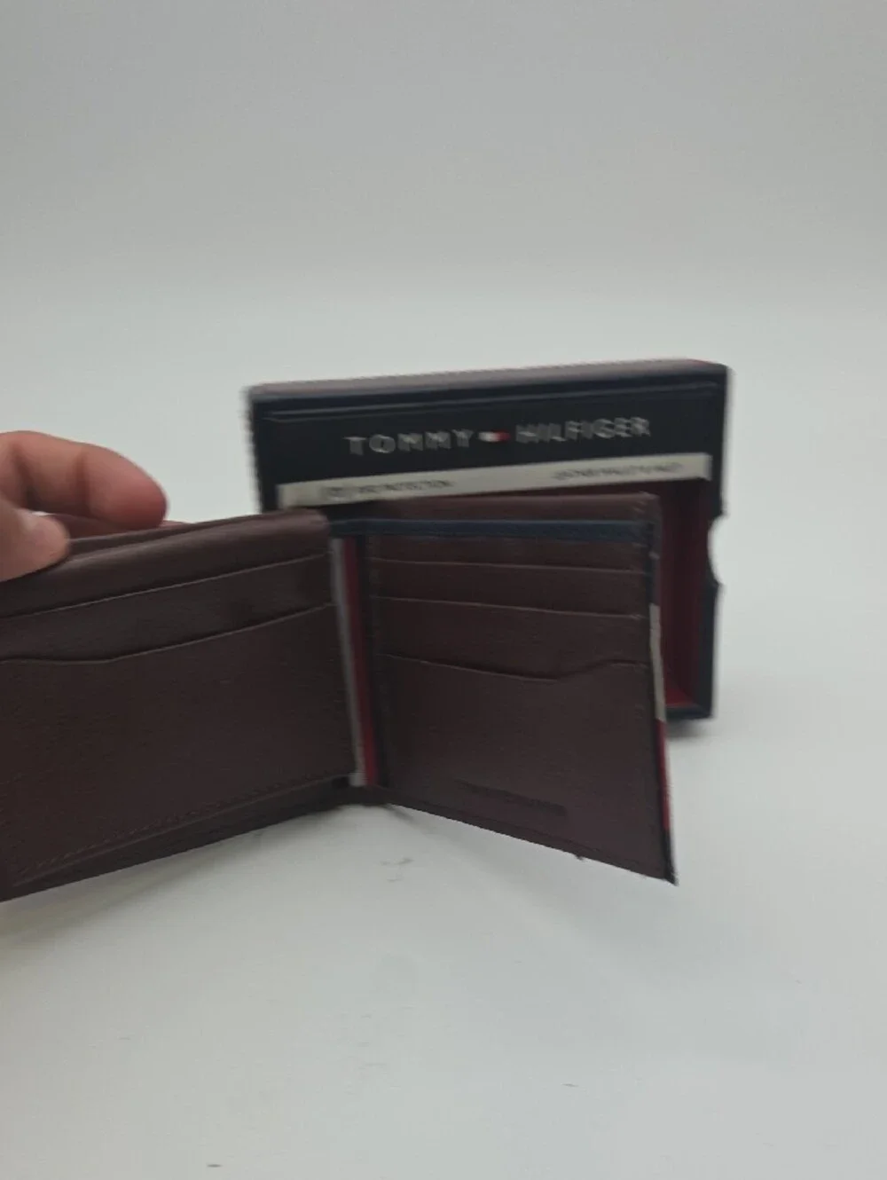 Tommy Hilfiger Brown Leather Card Wallet with RFID Protection